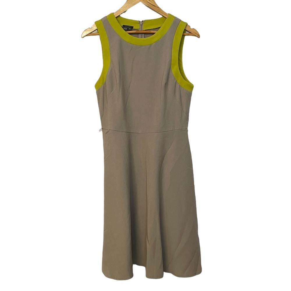 Muse Taupe and Chartreuse A-line Dress
